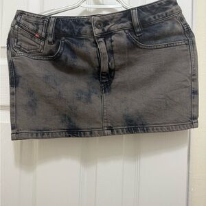 Diesel Women Mini Skirt Denim Jeans Gray Distressed Faded Washed Sz 26